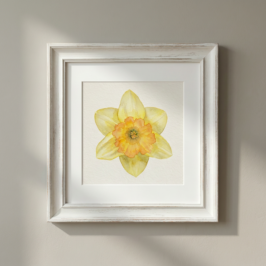 Framed Daffodil Watercolour