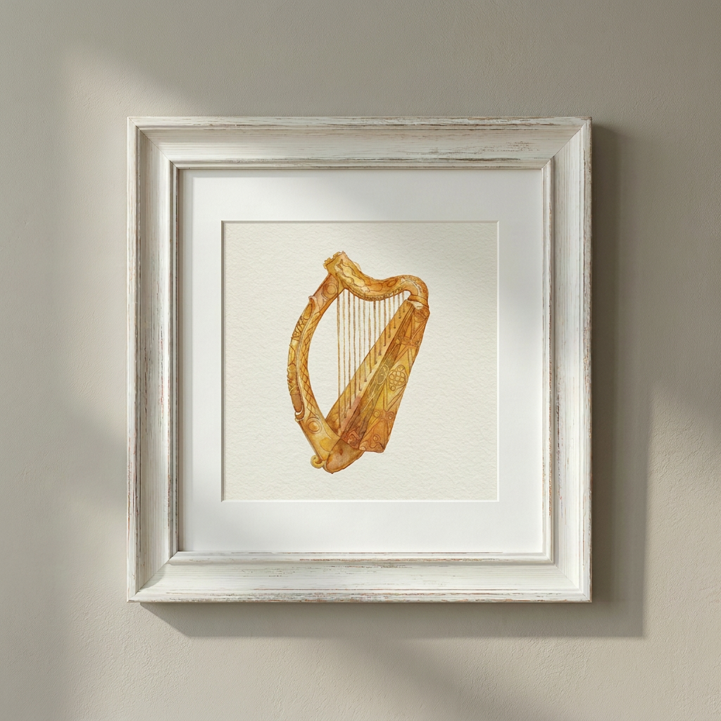 Framed Harp Watercolour