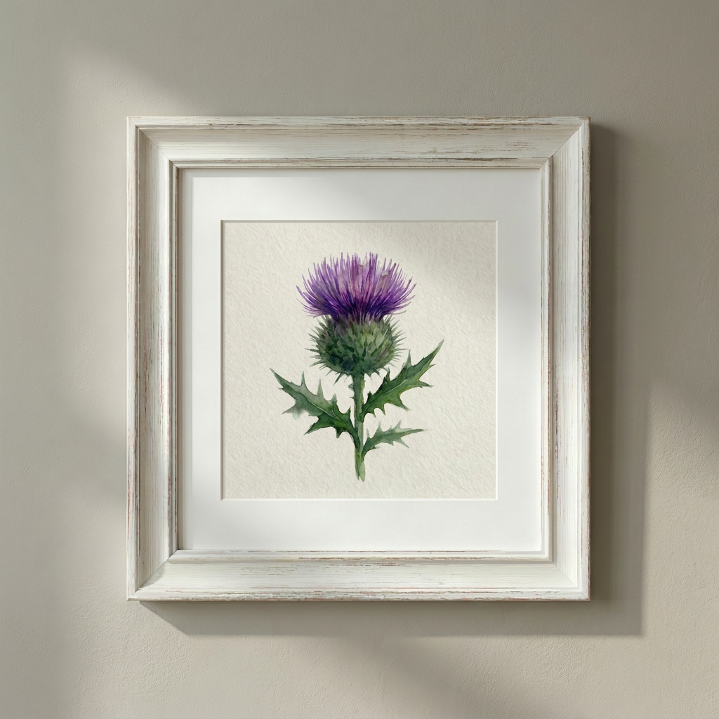 Framed Thistle Watercolour