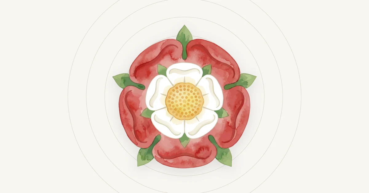 Watercolour Tudor rose motif, the emblem used for the England quick read